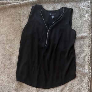 INC International Concepts Black Sleeveless Zip Front Tank